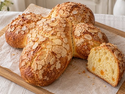 Colomba Pasquale (dolce pasquale italiano con glassa alle mandorle)