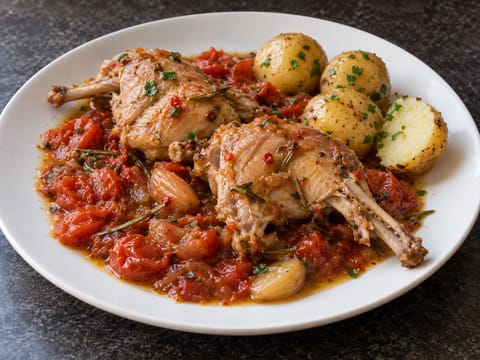 Coniglio all’Ischitana (dušený králík po ischijsku) Coniglio all’Ischitana (dušený králík po ischijsku)