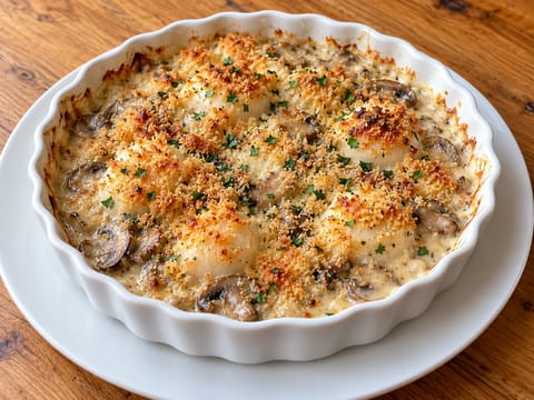 Coquilles Saint-Jacques (gratinado de vieiras con salsa cremosa de vino) Coquilles Saint-Jacques (gratinado de vieiras con salsa cremosa de vino)
