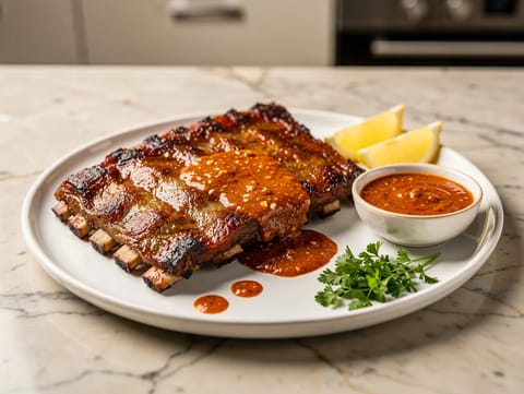 In de oven gebakken varkensribben met mojo picón