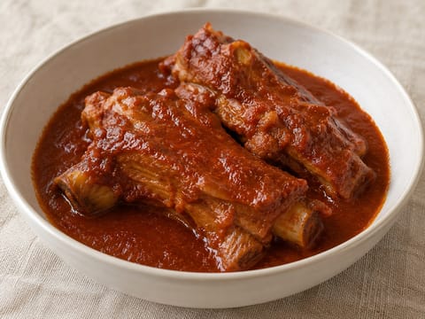 Costillas de Cerdo en Salsa Roja (fläskrevben i röd chillisås)