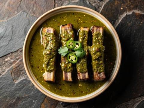 Costillas en Salsa Verde (svineribbe i tomatillosaus)