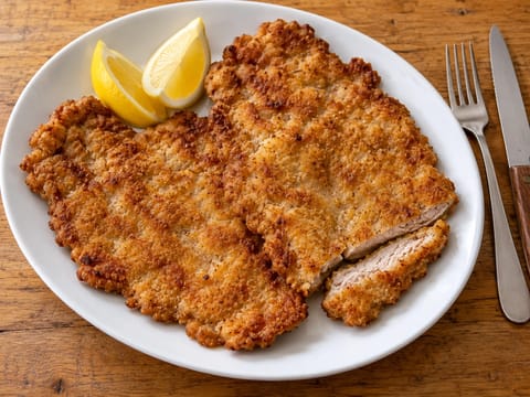 Cotoletta alla Milanese (panert kalvekotelett) Cotoletta alla Milanese (panert kalvekotelett)