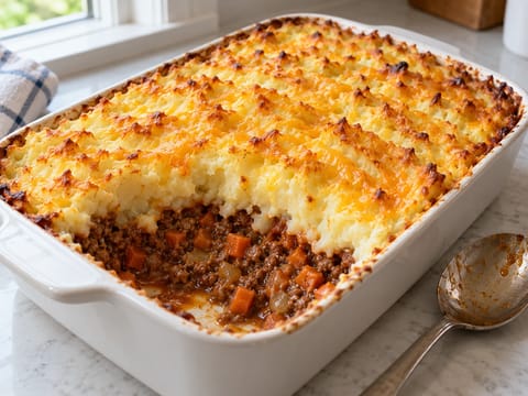 Cottage pie med kartoffelmos med ost på toppen Cottage pie med kartoffelmos med ost på toppen
