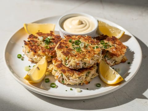 Crab cakes med Old Bay och citronaioli