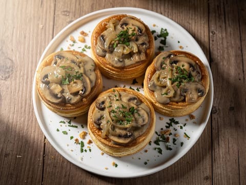 Krémes gombás vol-au-vent (leveles tésztakosárkák)