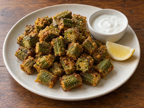 Gustări crocante de bhindi (bame)