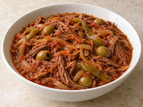 Ropa Vieja (carne de vaca desfiada cubana em molho de tomate) Ropa Vieja (carne de vaca desfiada cubana em molho de tomate)