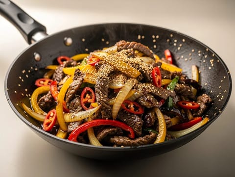 Cumin Lamb Stir-Fry (kryddat lamm i Xinjiang-stil)