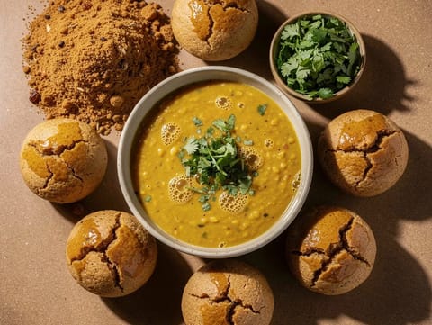Dal Baati Churma (Linsen mit Weizenkloß)