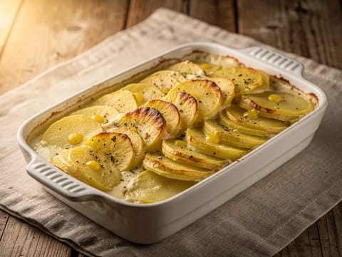 Flødekartofler (dánské brambory zapečené ve smetaně) Flødekartofler (dánské brambory zapečené ve smetaně)