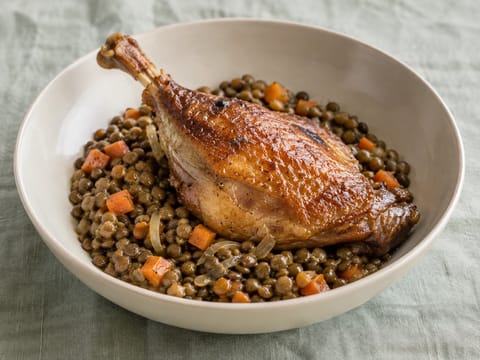 Entenconfit mit Linsen