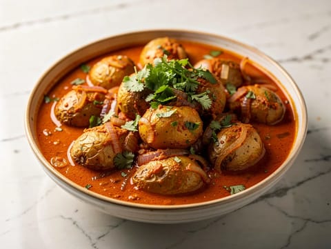 Dum Aloo Banarasi (curry z młodych ziemniaków z pomidorami i jogurtem) Dum Aloo Banarasi (curry z młodych ziemniaków z pomidorami i jogurtem)