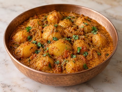 Dum Aloo Banarasi (Baby Potato Curry with Tomato and Yoghurt) Dum Aloo Banarasi (Baby Potato Curry with Tomato and Yoghurt)