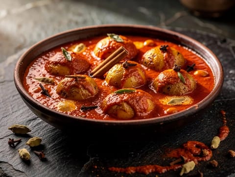 Kashmiri Dum Aloo (gekruide curry van krielaardappeltjes)