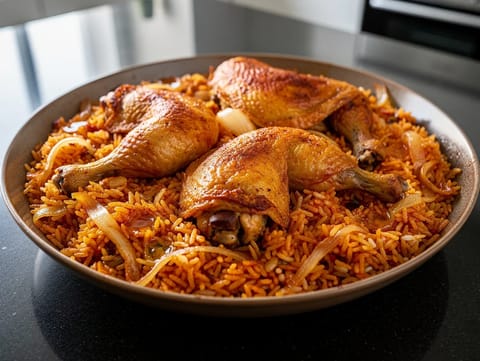 Eid Chicken Pilaf (riso turco cotto in brodo con cosce rosolate)