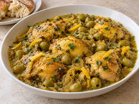 Eid kuřecí tajine s nakládanými citrony a olivami Eid kuřecí tajine s nakládanými citrony a olivami