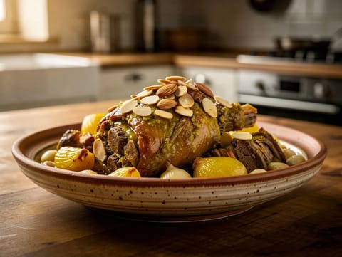 Tagine de cordero de Eid con azafrán, almendras y miel