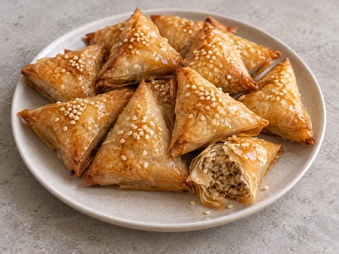 Mandel-Briouats mit Honig (Eid-Süßgebäckplatte)