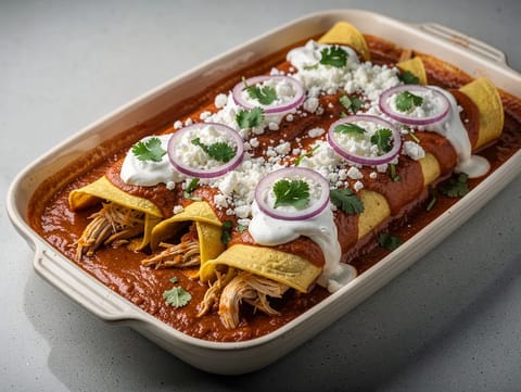 Enchiladas Rojas con Pollo (Enchiladas de Frango com Malagueta Vermelha) Enchiladas Rojas con Pollo (Enchiladas de Frango com Malagueta Vermelha)