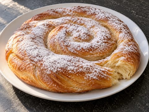 Ensaimada (Mallorca usulü tatlı spiral çörek) Ensaimada (Mallorca usulü tatlı spiral çörek)