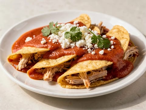 Entomatadas με ψιλοκομμένο κοτόπουλο (τορτίγιες με σάλτσα ντομάτας) Entomatadas με ψιλοκομμένο κοτόπουλο (τορτίγιες με σάλτσα ντομάτας)