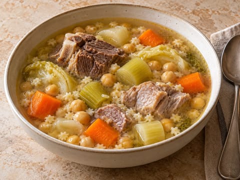 Escudella Catalana (Catalan Beef and Pork Stew with Chickpeas and Pasta) Escudella Catalana (Catalan Beef and Pork Stew with Chickpeas and Pasta)