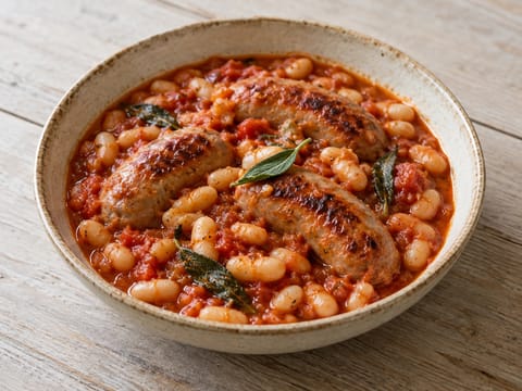 Fagioli all’Uccelletto con Salsiccia (fagioli toscani con salsiccia) Fagioli all’Uccelletto con Salsiccia (fagioli toscani con salsiccia)