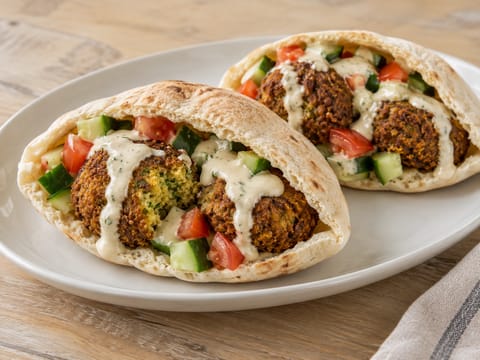 Pitta falafel au tahini et sauce citron