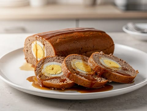 Falscher Hase (tysk fylt kjøttbrød med egg)
