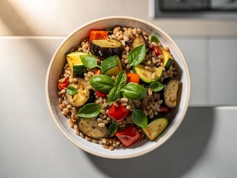 Farro Bowl con Verdure (farro s pečenou zeleninou a citronem) Farro Bowl con Verdure (farro s pečenou zeleninou a citronem)