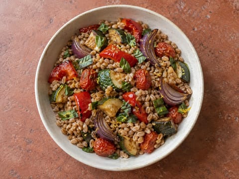 Farro con Verdure Arrosto (farro med ovnbagte grøntsager)