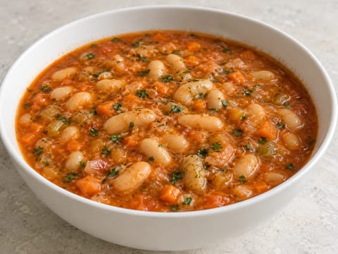 Fasolada (zuppa greca di fagioli bianchi e pomodoro) Fasolada (zuppa greca di fagioli bianchi e pomodoro)
