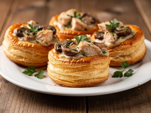 Vol-au-Vent (bouchées feuilletées au poulet et aux champignons)