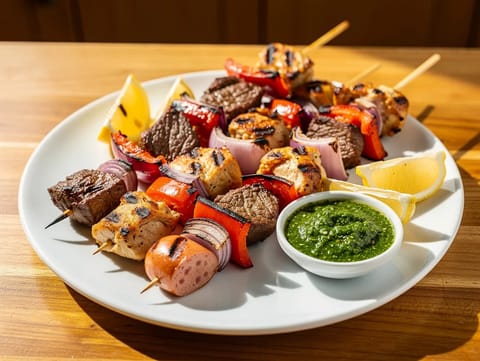Asado Mixto (vegyes grill chimichurrival, paprikával és hagymával)