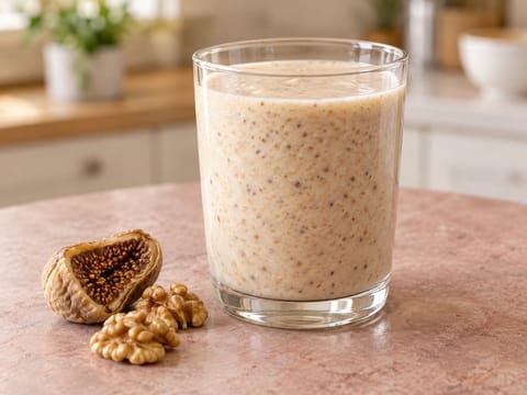 Batido de iogurte com figos e nozes