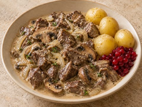 Finnbiff (Nordic Reindeer Stew with Mushrooms) Finnbiff (Nordic Reindeer Stew with Mushrooms)