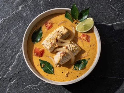 Curry di pesce in stile Kerala con latte di cocco Curry di pesce in stile Kerala con latte di cocco