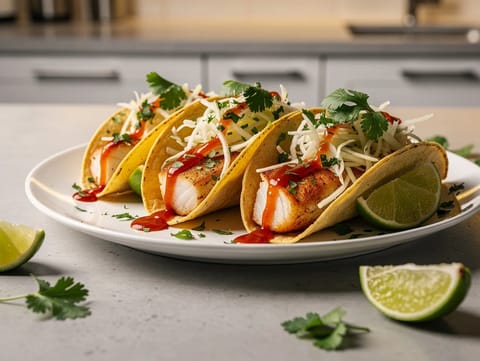 Tacos de pescado con ensalada de col Tacos de pescado con ensalada de col
