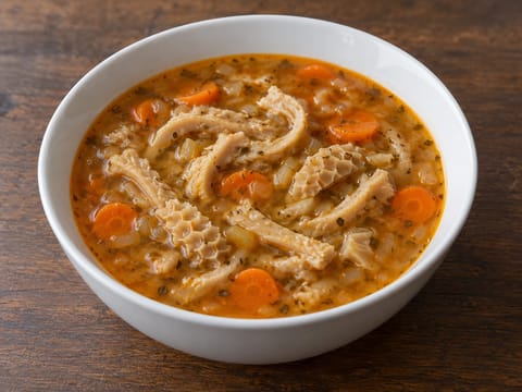 Flaki Wołowe (polsk suppe med oksevom, merian og paprika) Flaki Wołowe (polsk suppe med oksevom, merian og paprika)