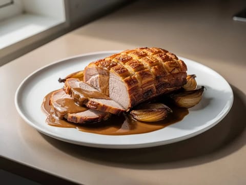 Fläskstek (cerdo asado con corteza crujiente)