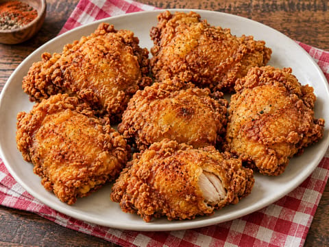 Frango frito crocante com buttermilk e farinha temperada Frango frito crocante com buttermilk e farinha temperada