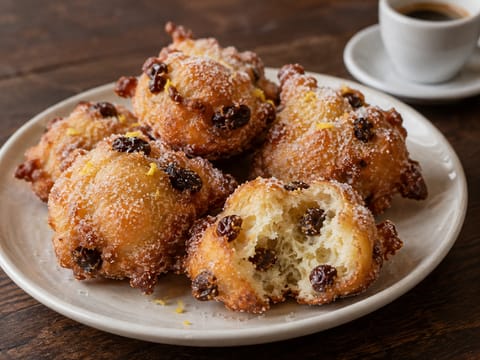Fritole Veneziane (Venetiaanse carnavalsbeignets met rozijnen)