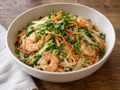 Fusion noedelbowl met garnalen Fusion noedelbowl met garnalen