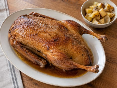 Gänsebraten (German Roast Goose with Apple and Onion Stuffing)