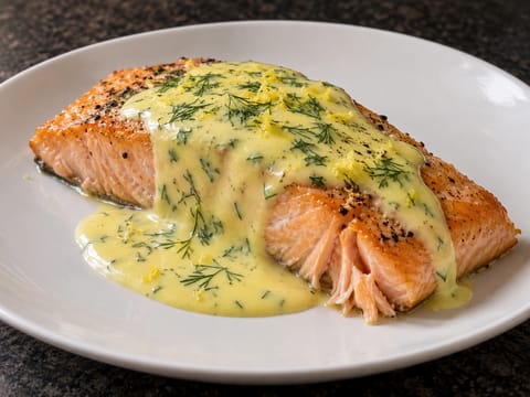 Salmone al forno con salsa olandese Salmone al forno con salsa olandese