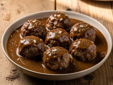 Gehaktballen in jus (holland húsgombóc mártásban)