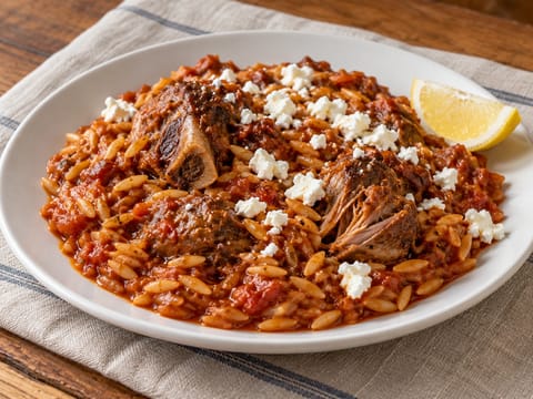 Giouvetsi (agneau et orzo au four, sauce tomate) Giouvetsi (agneau et orzo au four, sauce tomate)