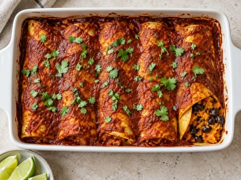 Glutenfreie Enchiladas mit schwarzen Bohnen und Süßkartoffeln Glutenfreie Enchiladas mit schwarzen Bohnen und Süßkartoffeln