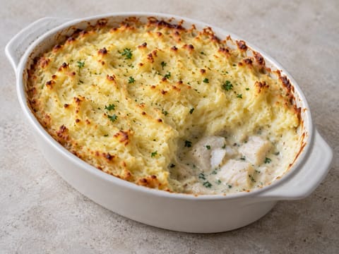 Glutenfri fisketærte med kartoffelmos på toppen Glutenfri fisketærte med kartoffelmos på toppen